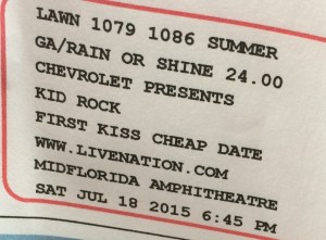 Kid Rock Ticket 7-19-2015