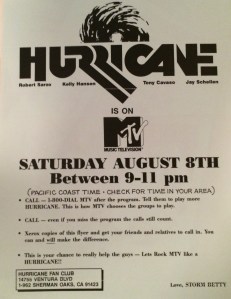 Huricane MTV flyer