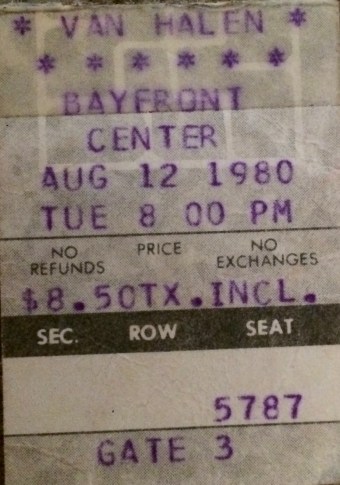 Van Halen stub 8-12-80