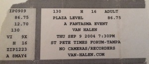 Van Hagar Reunion 9-9-2004 in Tampa, FL at the St. Pete Times Forum $86.75.