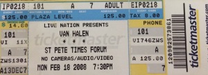 Van Halen stub 2-18-2008 Tampa