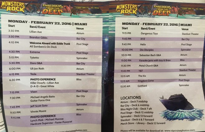 2016 MORC Monday Schedule