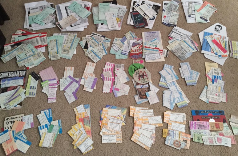 Concert ticket stubs 1980-2015