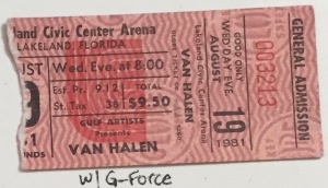 Van Halen stub 8-19-1981