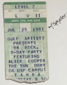 Alice Cooper stub 7-25-1981
