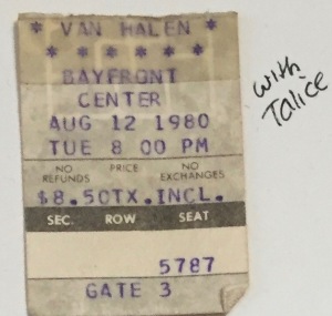 Van Halen stub 8-12-1980 Bayfront Center
