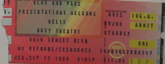 Helix at Roxy 9-12-1984